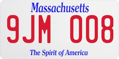 MA license plate 9JM008