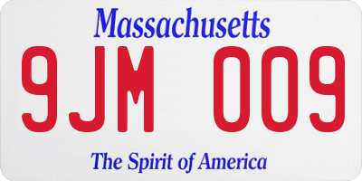 MA license plate 9JM009