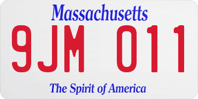 MA license plate 9JM011