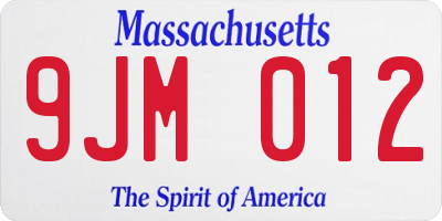 MA license plate 9JM012