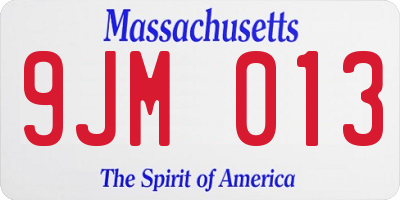 MA license plate 9JM013