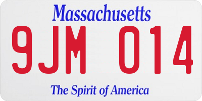 MA license plate 9JM014