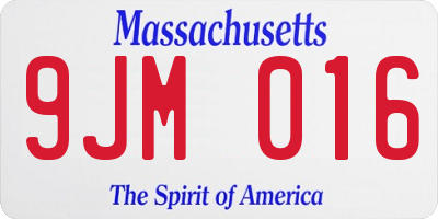 MA license plate 9JM016