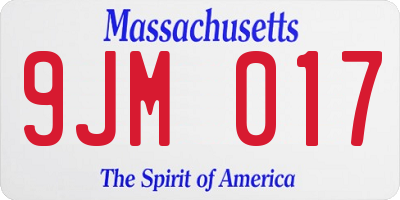 MA license plate 9JM017