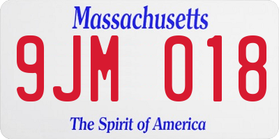 MA license plate 9JM018