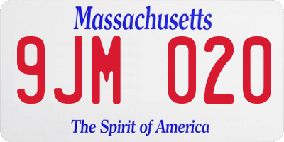 MA license plate 9JM020