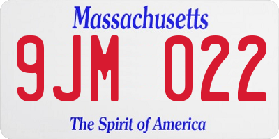 MA license plate 9JM022