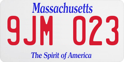 MA license plate 9JM023
