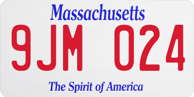 MA license plate 9JM024