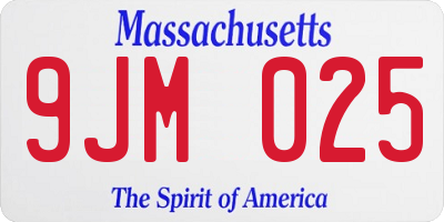 MA license plate 9JM025