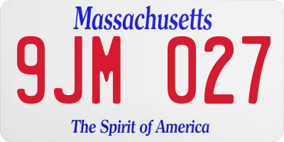 MA license plate 9JM027