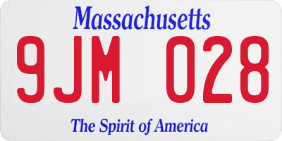 MA license plate 9JM028