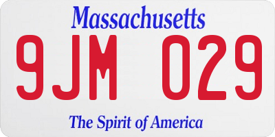 MA license plate 9JM029