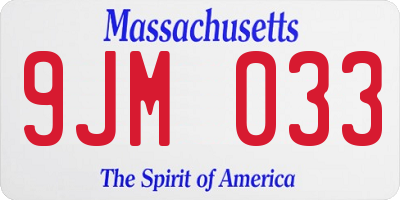 MA license plate 9JM033