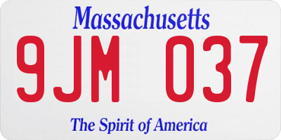 MA license plate 9JM037