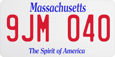 MA license plate 9JM040