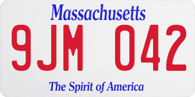 MA license plate 9JM042