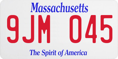MA license plate 9JM045