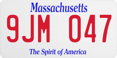 MA license plate 9JM047