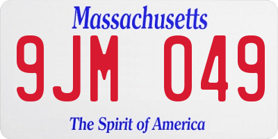 MA license plate 9JM049