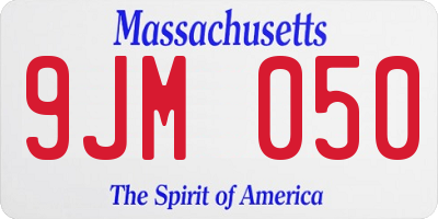 MA license plate 9JM050