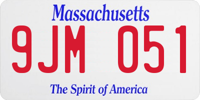 MA license plate 9JM051