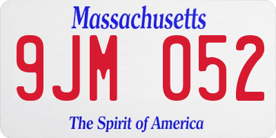MA license plate 9JM052