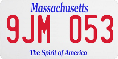MA license plate 9JM053