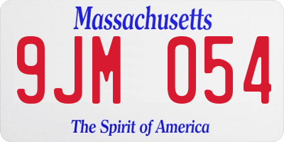 MA license plate 9JM054