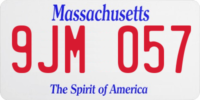 MA license plate 9JM057