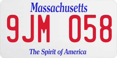 MA license plate 9JM058