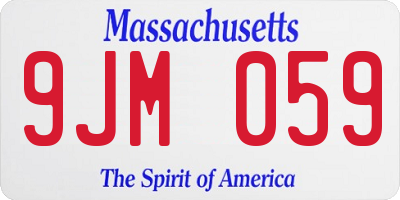 MA license plate 9JM059