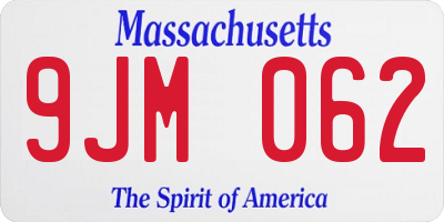 MA license plate 9JM062