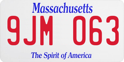 MA license plate 9JM063