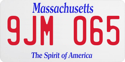 MA license plate 9JM065