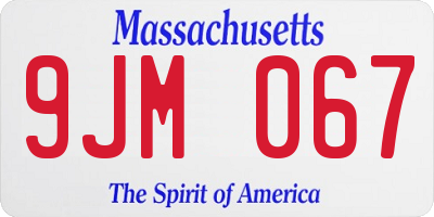 MA license plate 9JM067