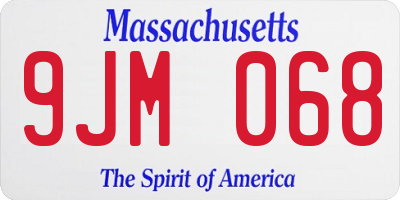 MA license plate 9JM068