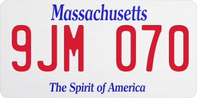 MA license plate 9JM070