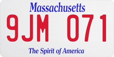 MA license plate 9JM071