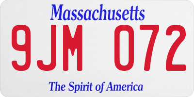 MA license plate 9JM072
