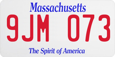 MA license plate 9JM073