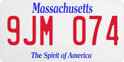 MA license plate 9JM074