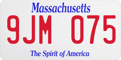 MA license plate 9JM075
