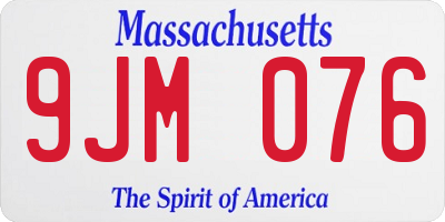 MA license plate 9JM076