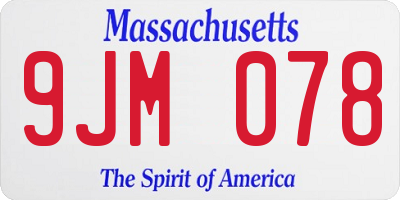 MA license plate 9JM078