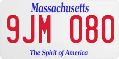 MA license plate 9JM080