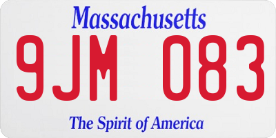MA license plate 9JM083