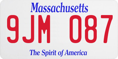 MA license plate 9JM087