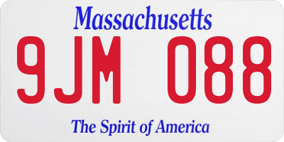 MA license plate 9JM088