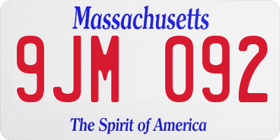 MA license plate 9JM092